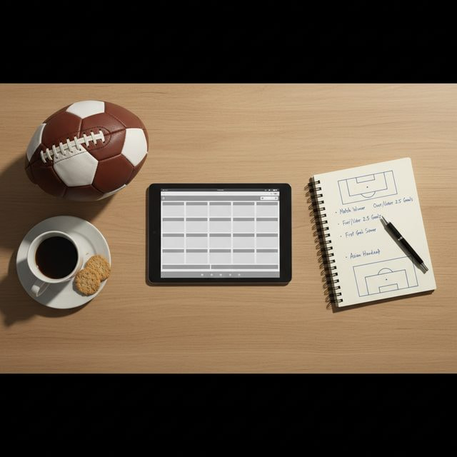 Tablet, libreta y balón — catálogo de tipos de apuestas en fútbol