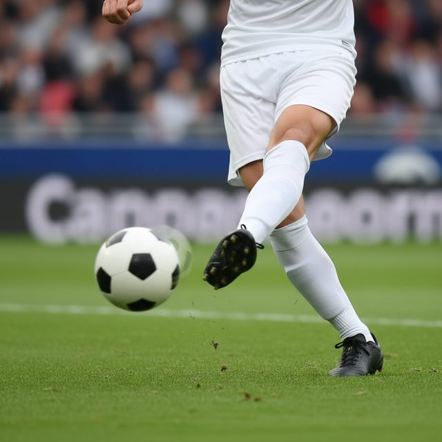 Futbolista golpeando el balón — apuestas a jugador en fútbol